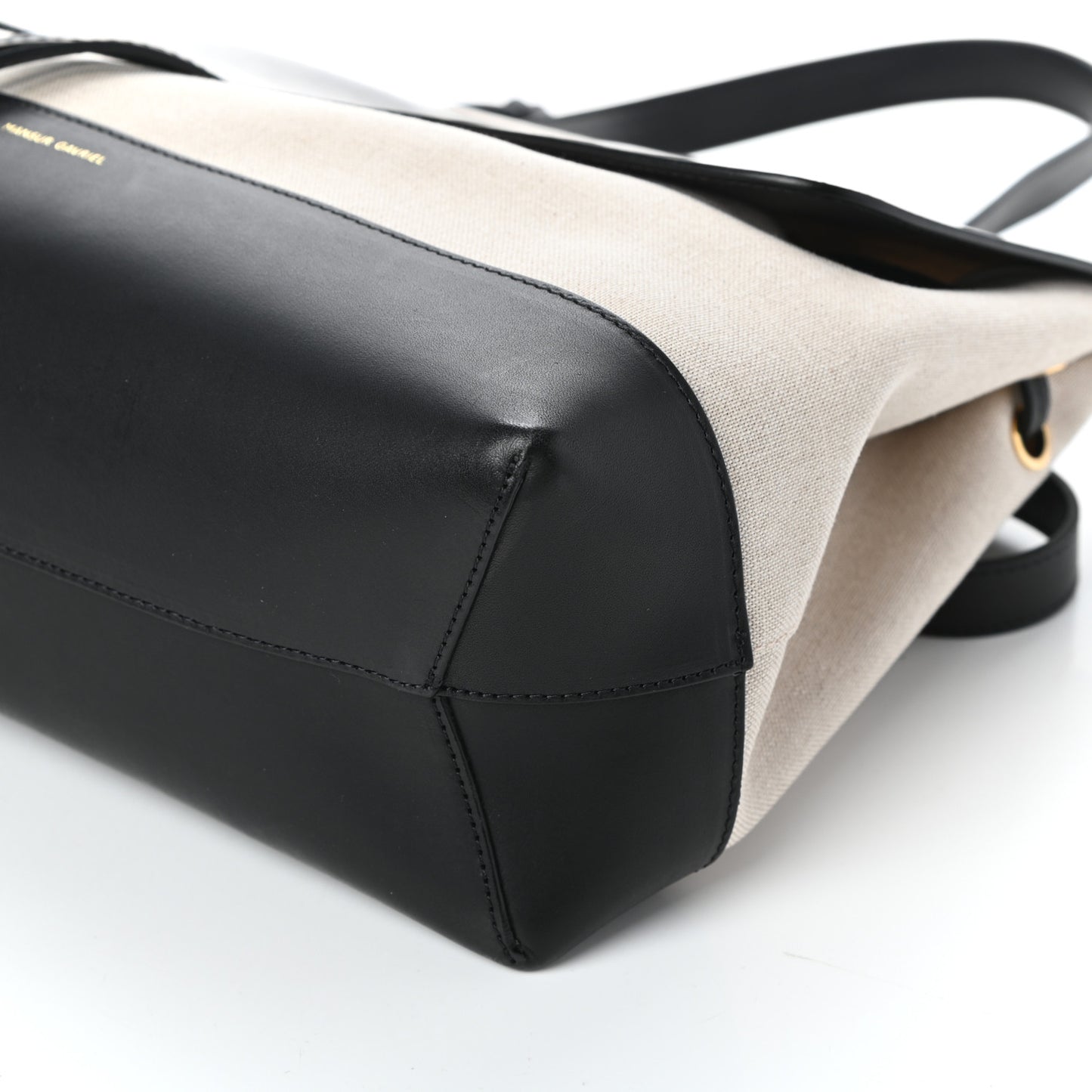 Canvas Calfskin Lady Bag Creme Black