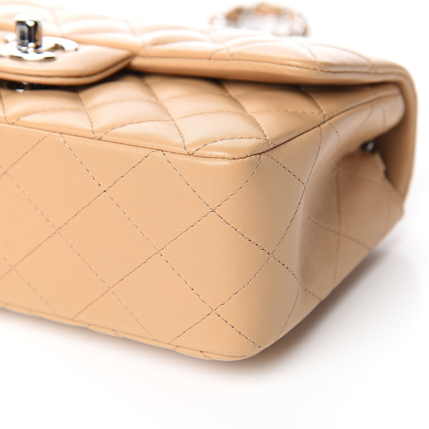 Chanel Lambskin Quilted Mini Rectangular Flap Beige 9 of 11
