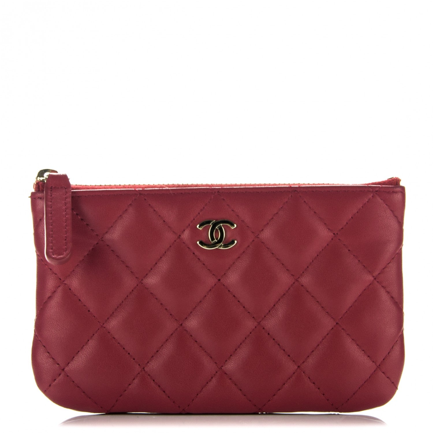 Chanel Lambskin Quilted Small Cosmetic Case Dark Pink 1 of 7
