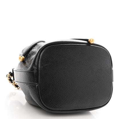 Chanel Shiny Aged Calfskin CC Chain Mini Drawstring Bag Black 4 of 12