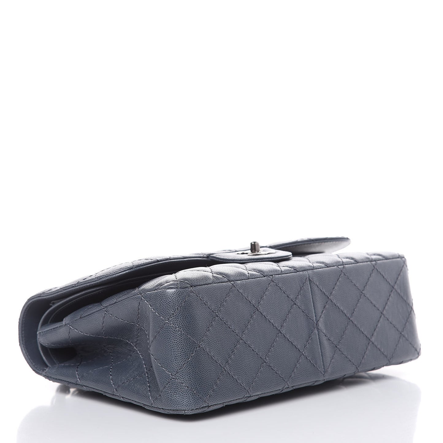Caviar Quilted Jumbo Double Flap Dark Grey