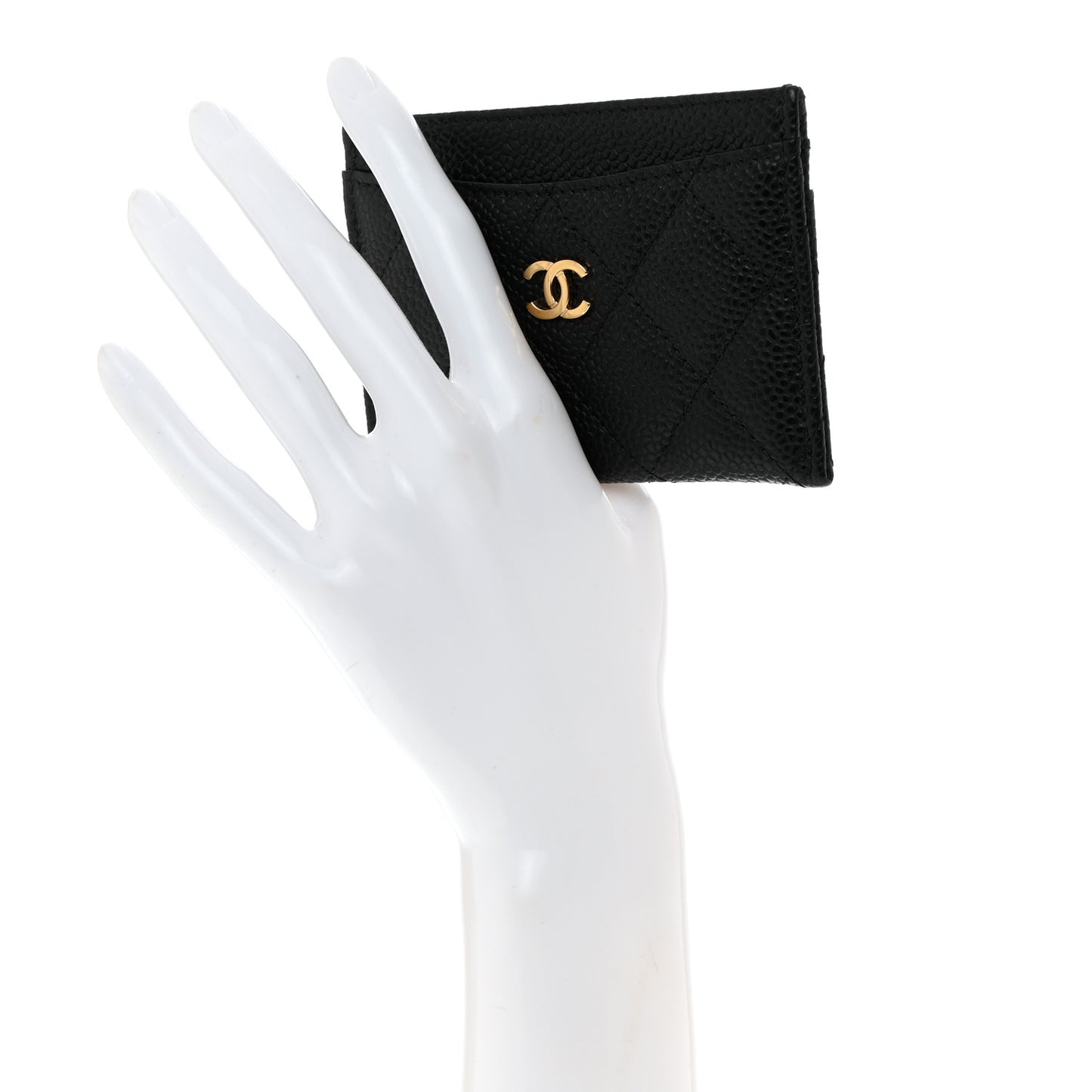 Caviar Quilted Card Holder Black