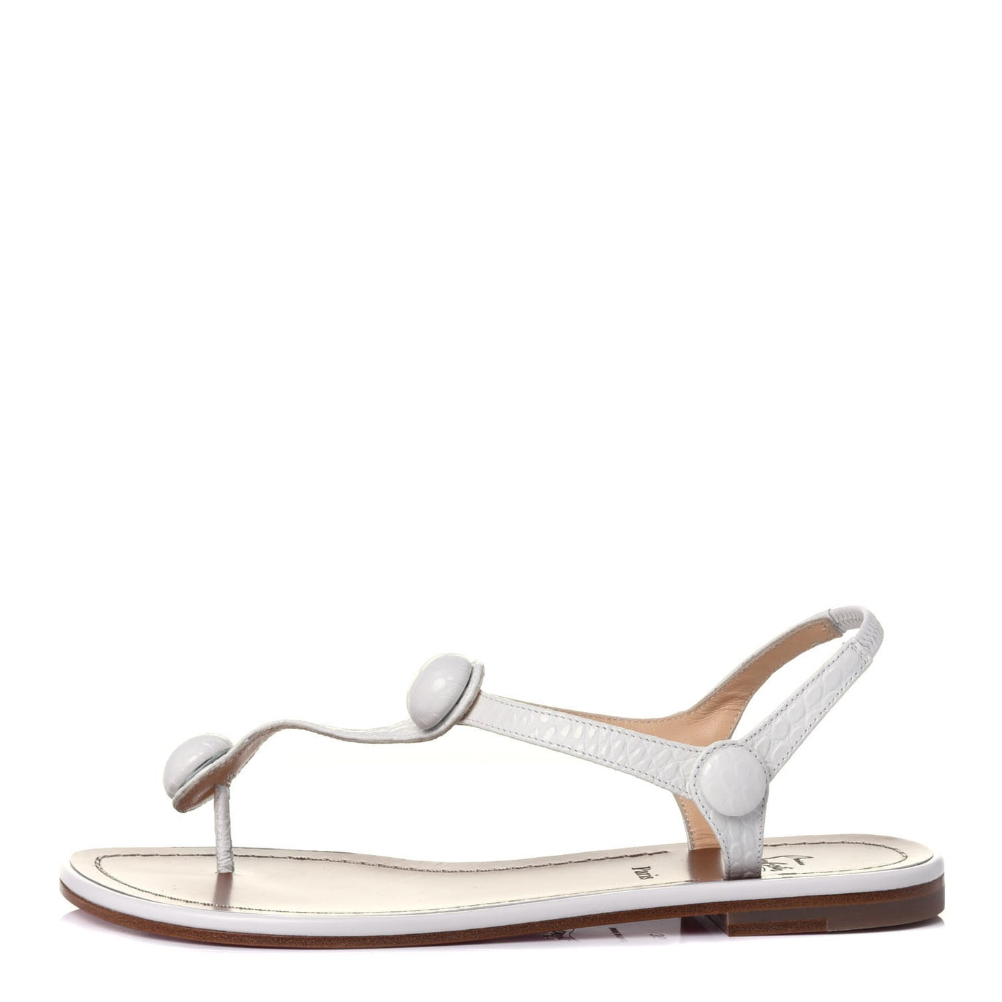 Calfskin Jurassic Nappa Planet Ball Flat Sandals 36 White