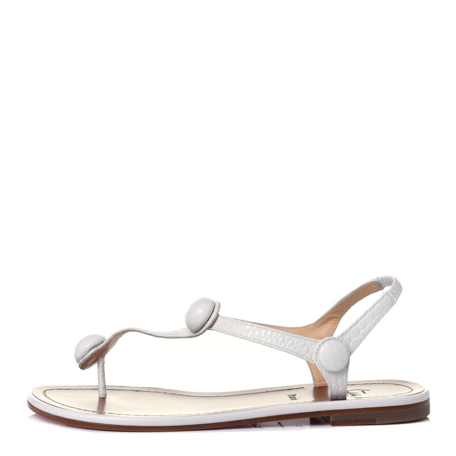 Christian Louboutin Calfskin Jurassic Nappa Planet Ball Flat Sandals 36 White 1 of 10