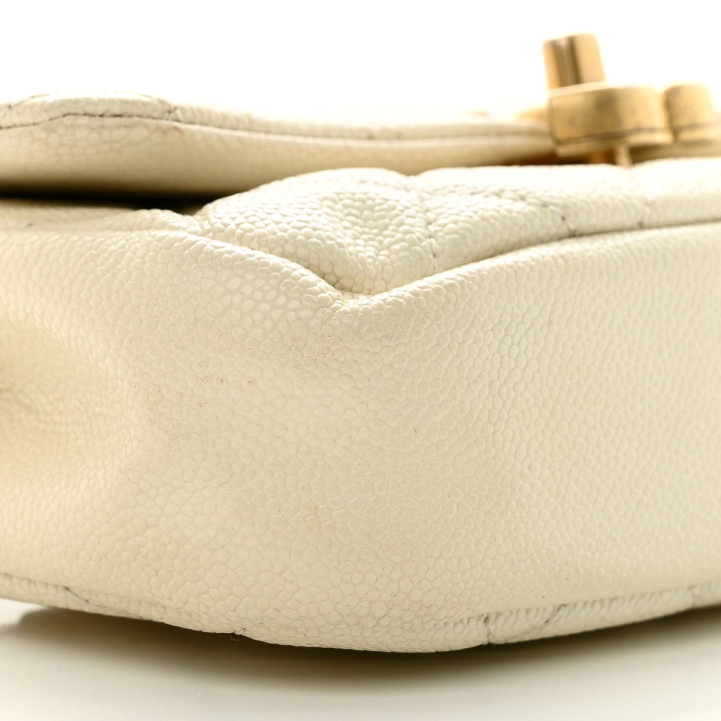 Caviar Quilted Chain Melody Waist Belt Bag White