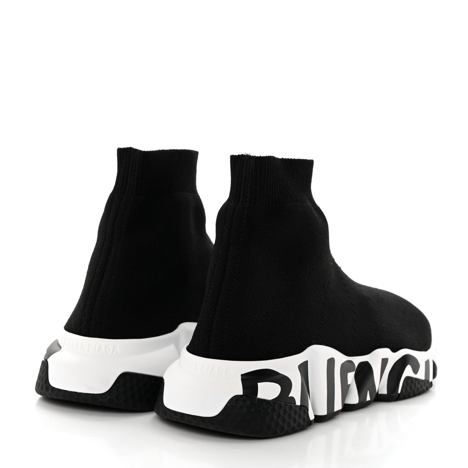 Balenciaga Neoprene Knit Womens Speed Graffiti Sneakers 38 Black White 4 of 9