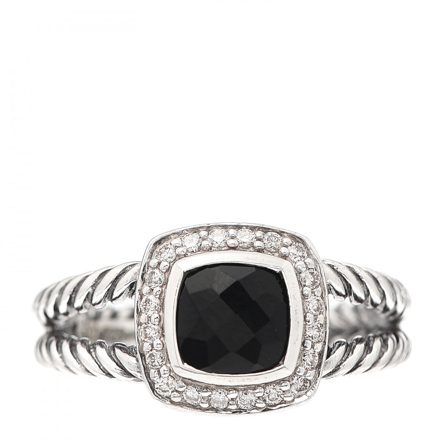 Sterling Silver Diamond Black Onyx 7mm Petite Albion Ring 57 8