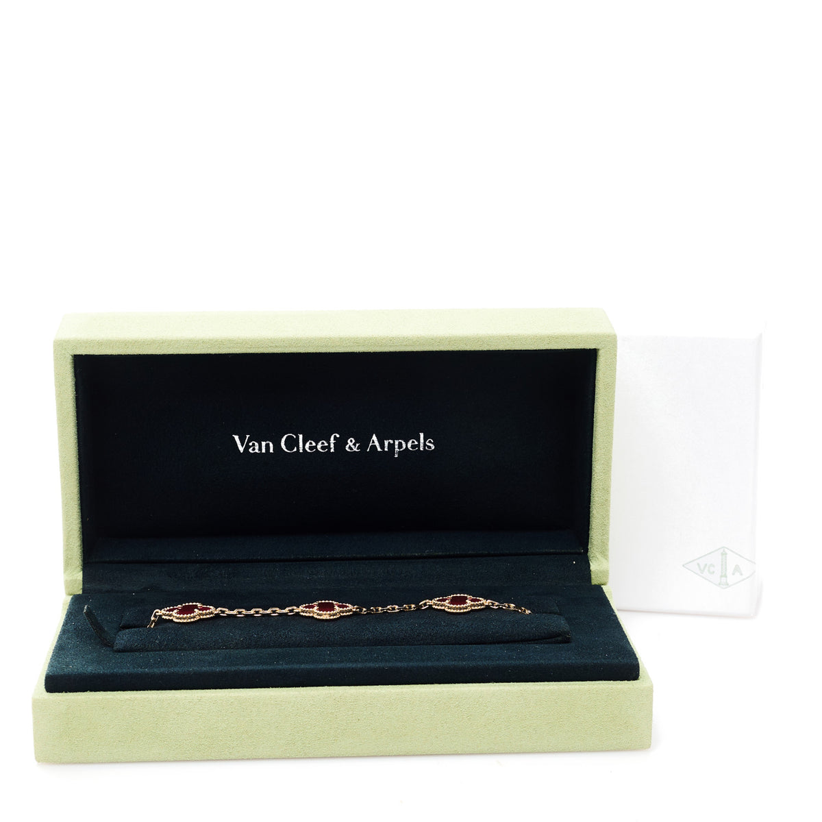Van Cleef & Arpels 18K Yellow Gold Pink Enamel 5 Motifs Vintage Alhambra Bracelet 6 of 6