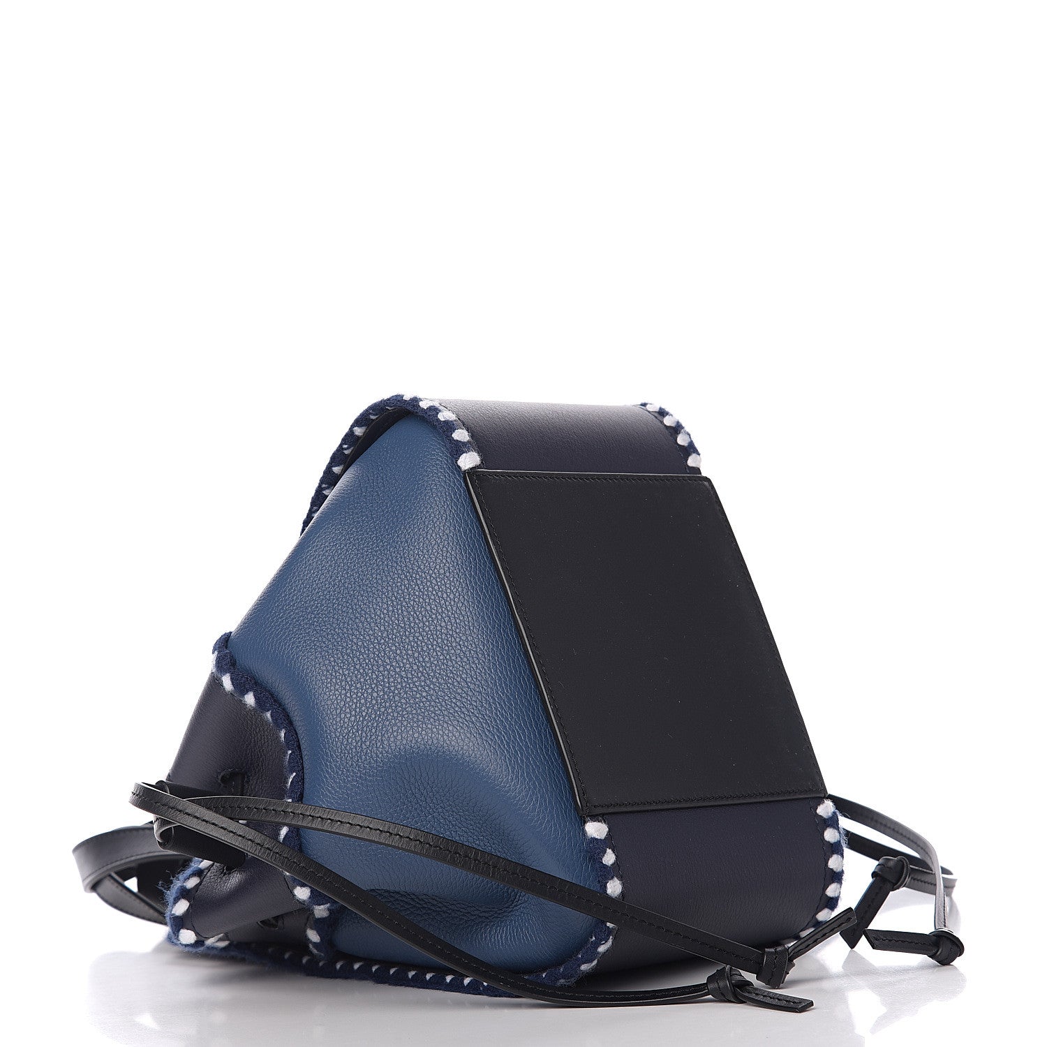 Loewe Calfskin Crochet Trim Hammock Shoulder Bag Marine Black 3 of 9