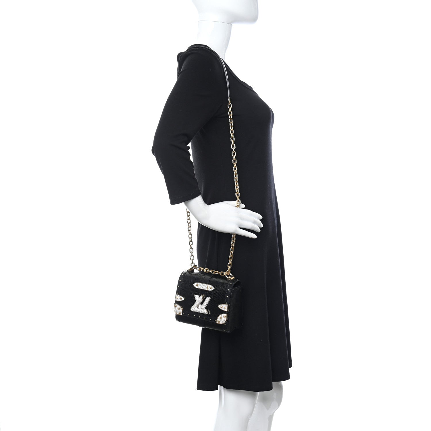 Louis Vuitton Lizard Mini Twist Shoulder Bag Black 2 of 11