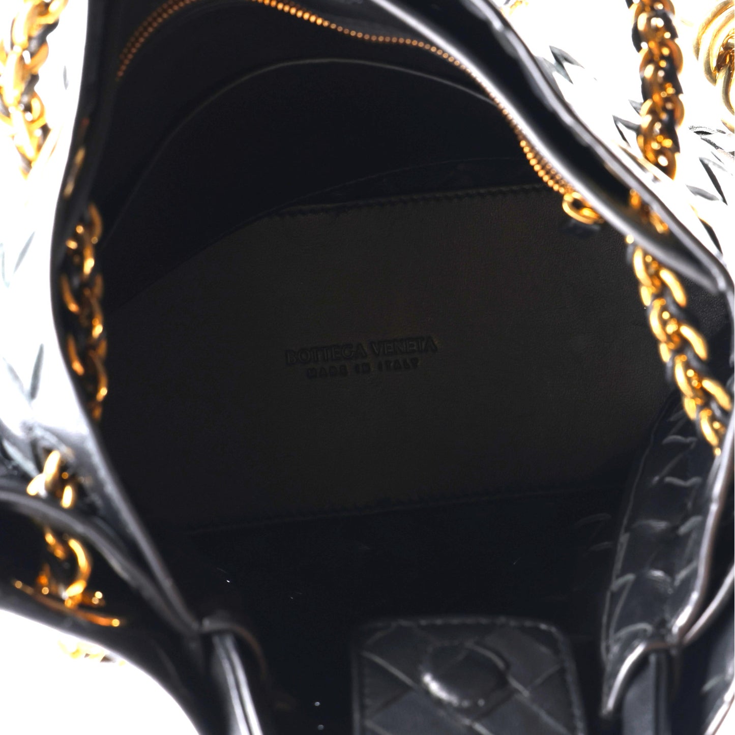 Nappa Intrecciato Small Andiamo With Chain Shoulder Bag Black