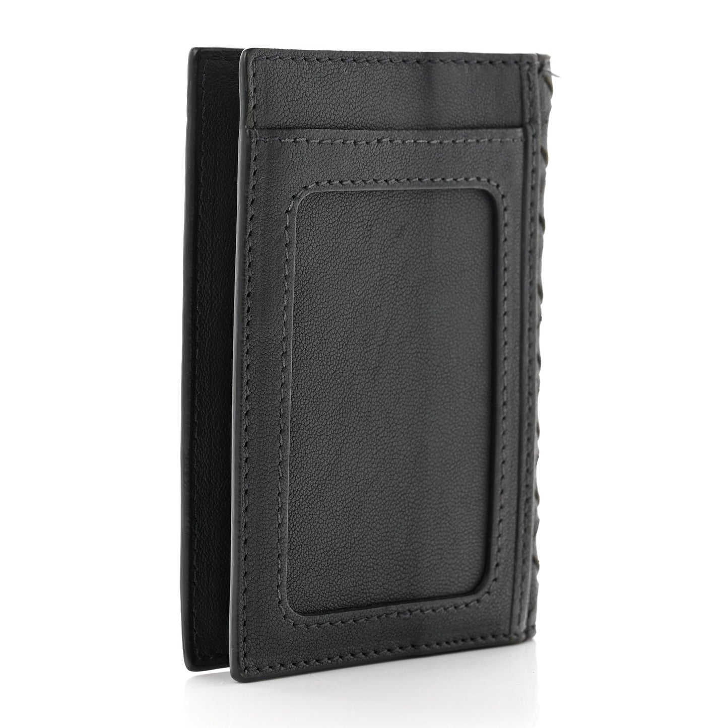 Nappa Intrecciato Bi-Fold Card Holder ID Wallet Black