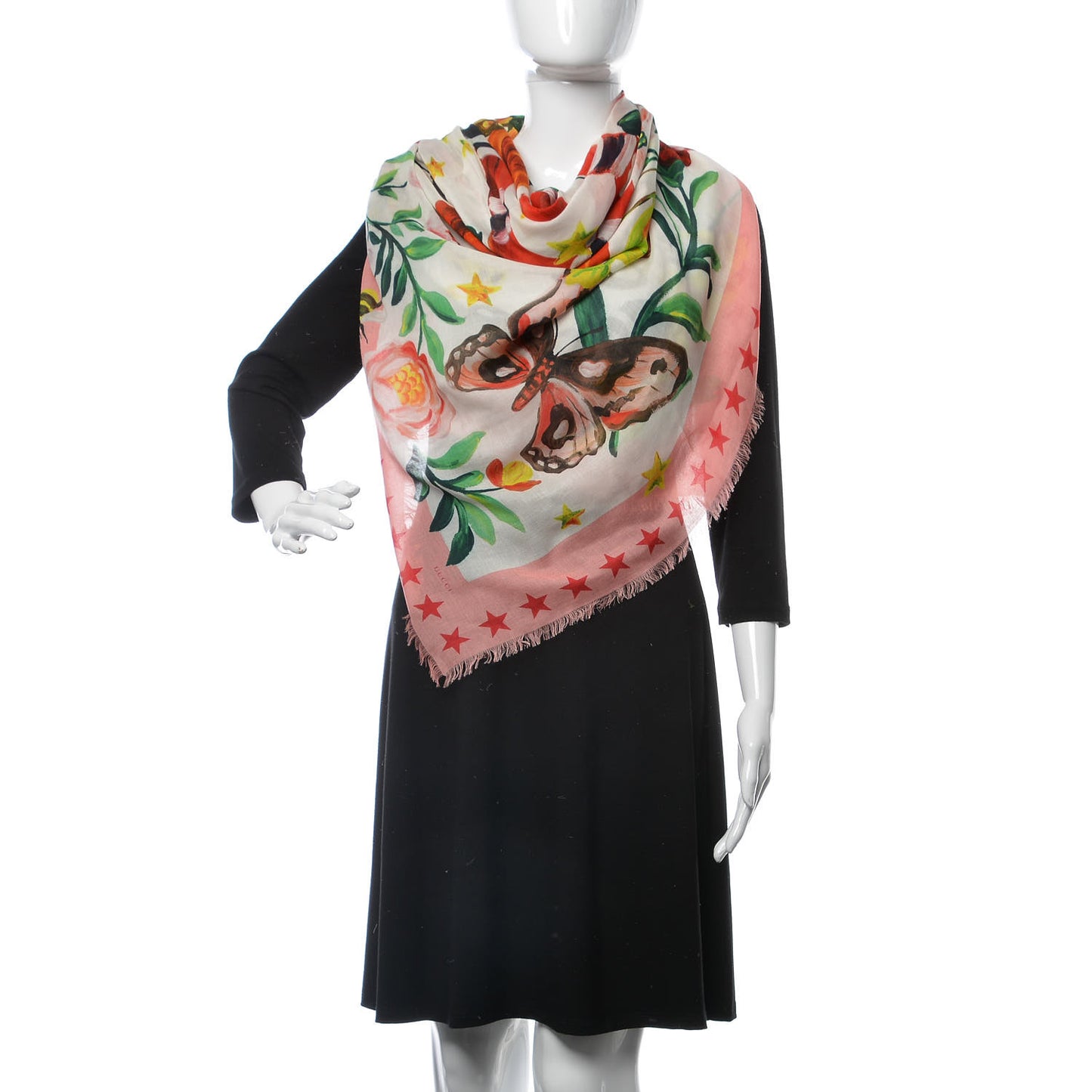 Modal Silk Garden Print Shawl White