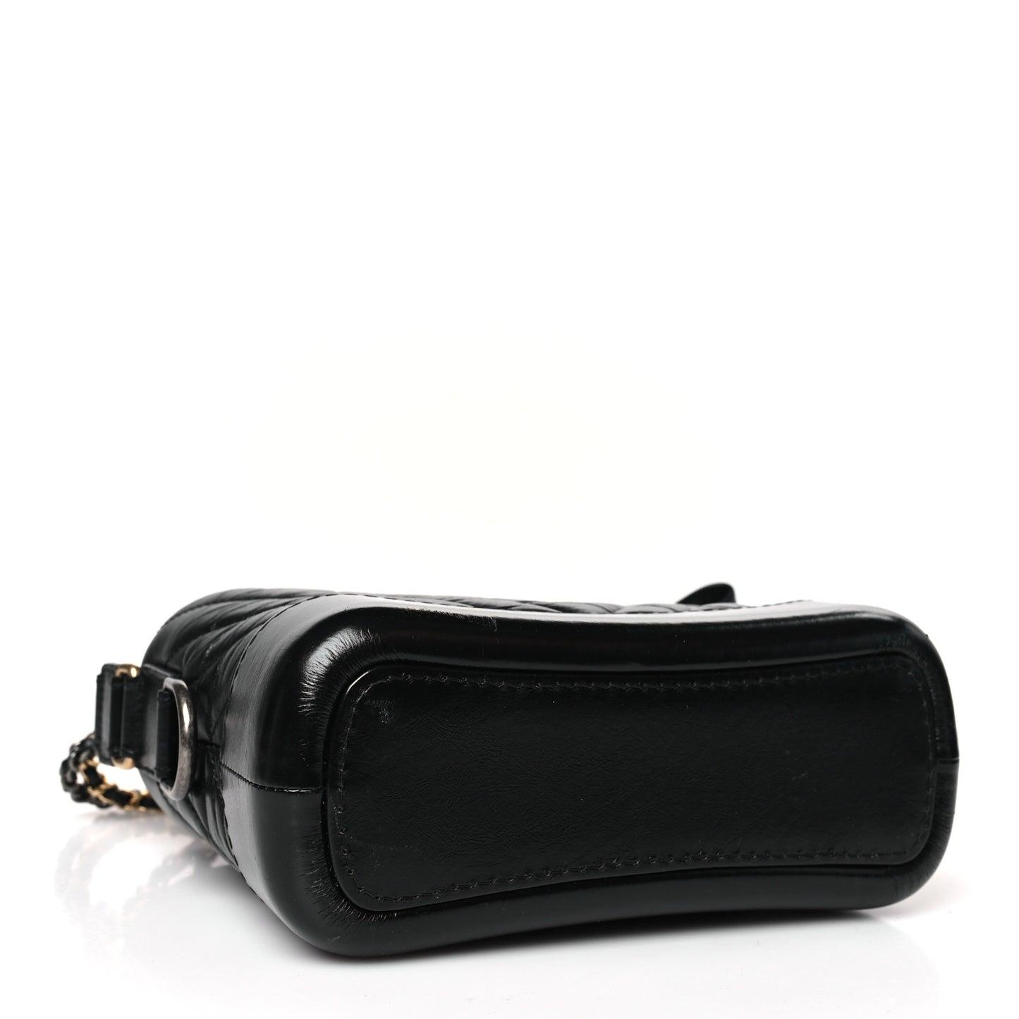 Aged Calfskin Chevron Quilted Small Gabrielle Hobo Black