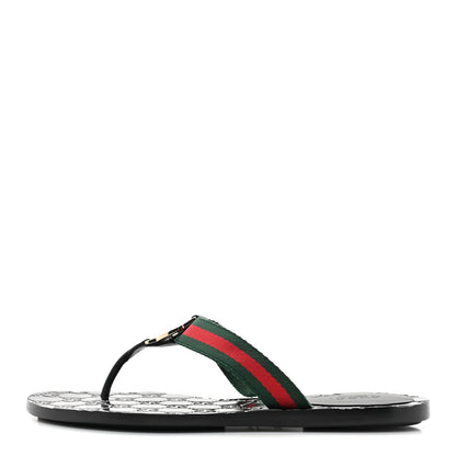 Gucci Nylon Guccissima Web Womens Thong Sandals 36.5 Green Red Black 1 of 7