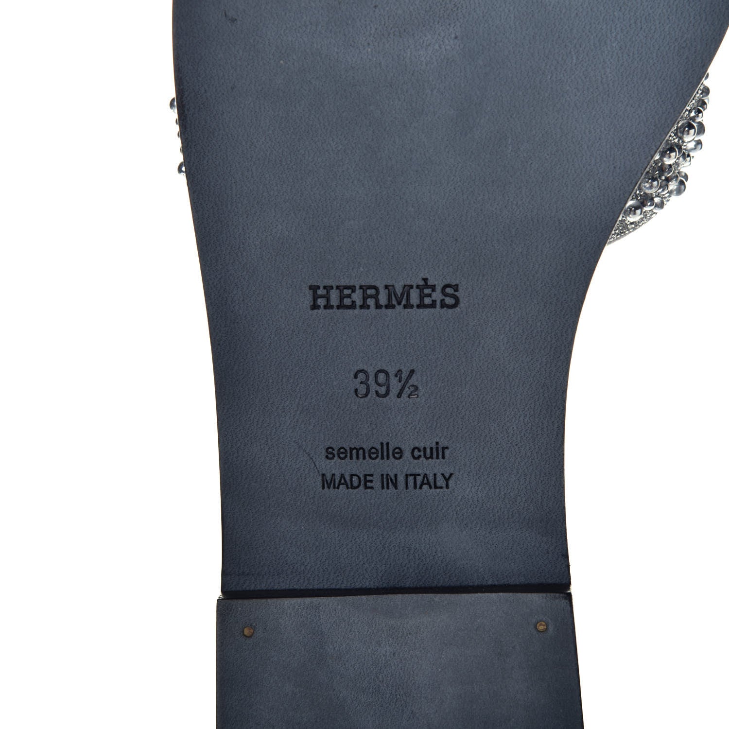Hermes Suede Goatskin Crystal Oran Sandals 39.5 Gris Argente 7 of 7