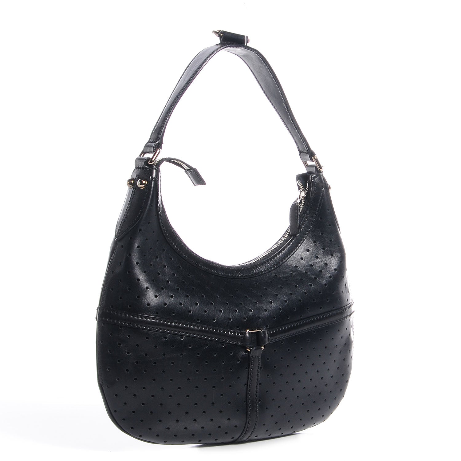 Gucci Perforated Leather Reins Hobo Black 3 of 7