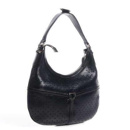 Gucci Perforated Leather Reins Hobo Black 3 of 7