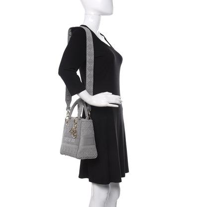 Christian Dior Canvas Embroidered Cannage Medium Lady D-Lite Gray 2 of 11
