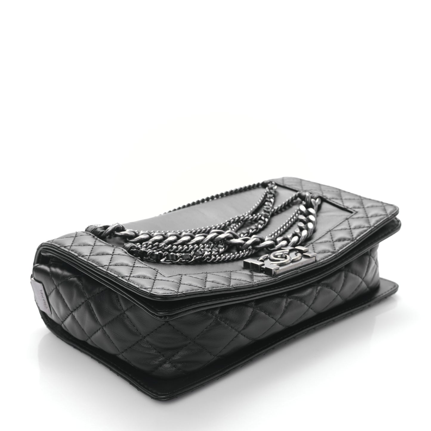 Calfskin Enchained New Medium Boy Flap Black