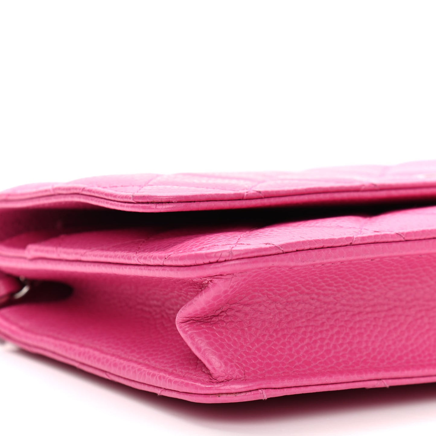 Caviar Quilted Wallet On Chain WOC Dark Pink