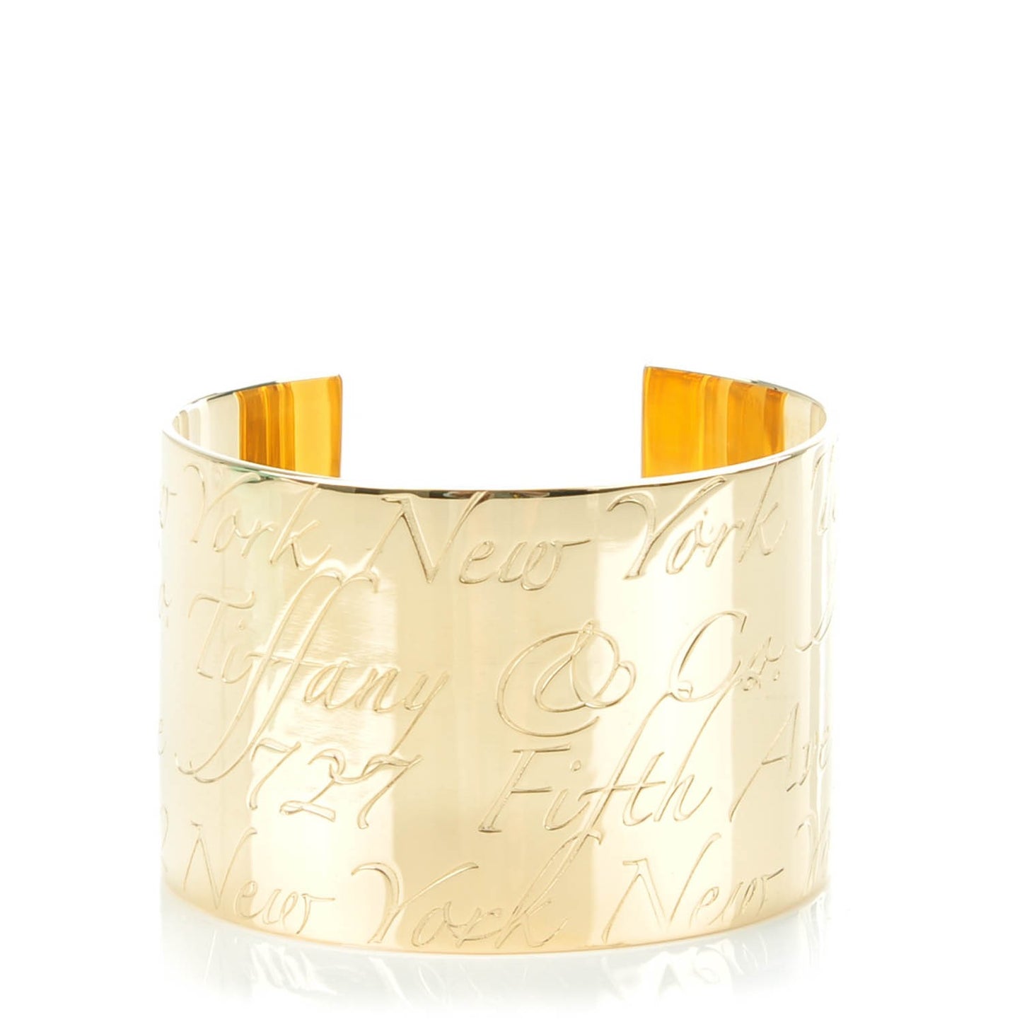 18K Yellow Gold Wide Notes Cuff