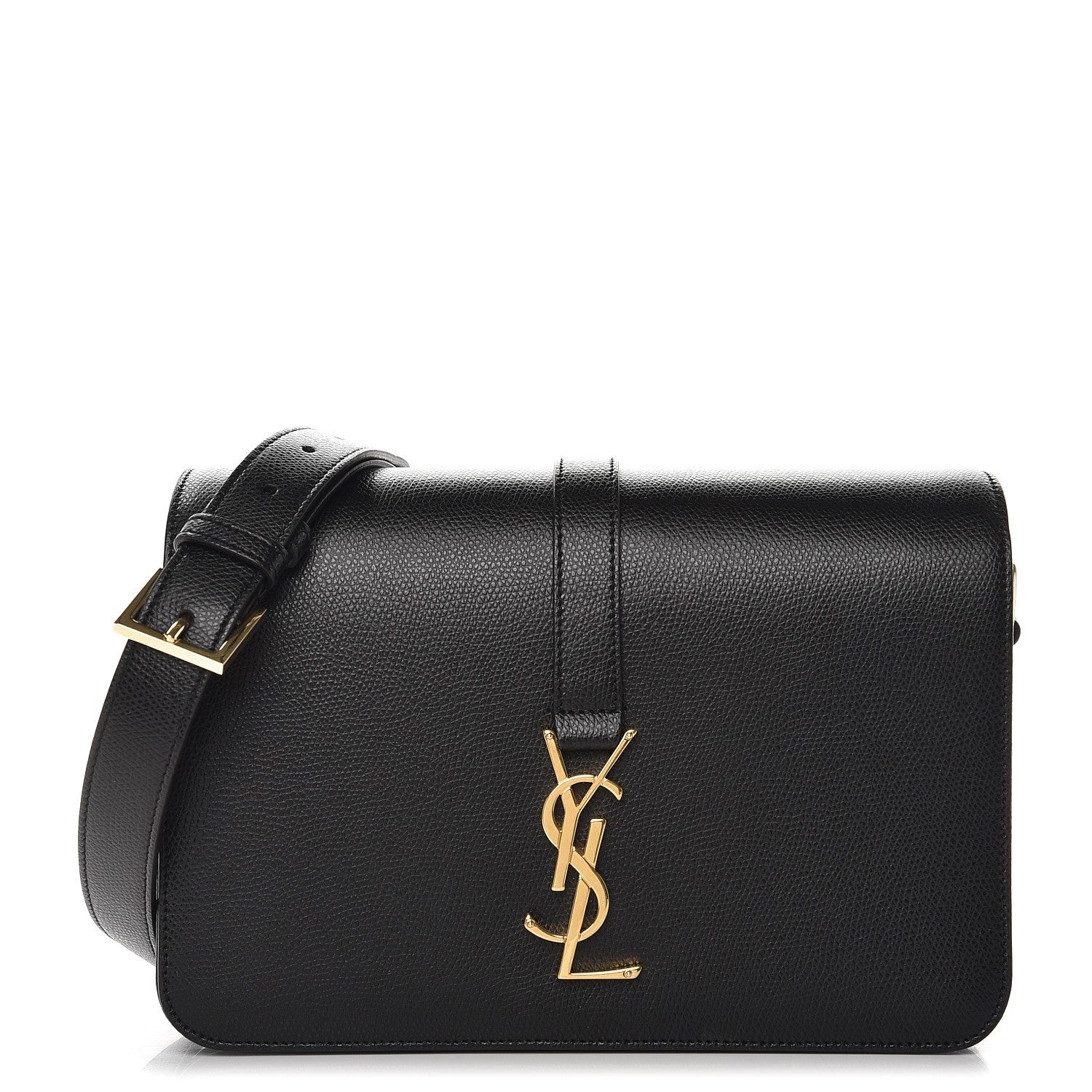Saint Laurent Textured Calfskin Medium Classic Monogram Universite Bag Black 1 of 9