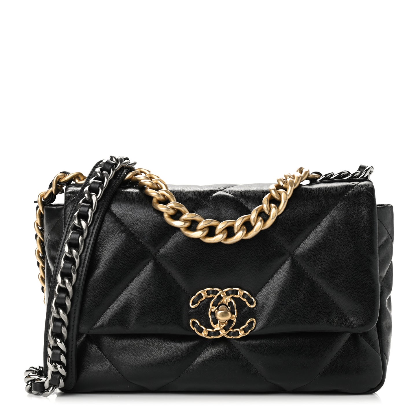 Goatskin Quilted Medium Chanel 19 Flap Black