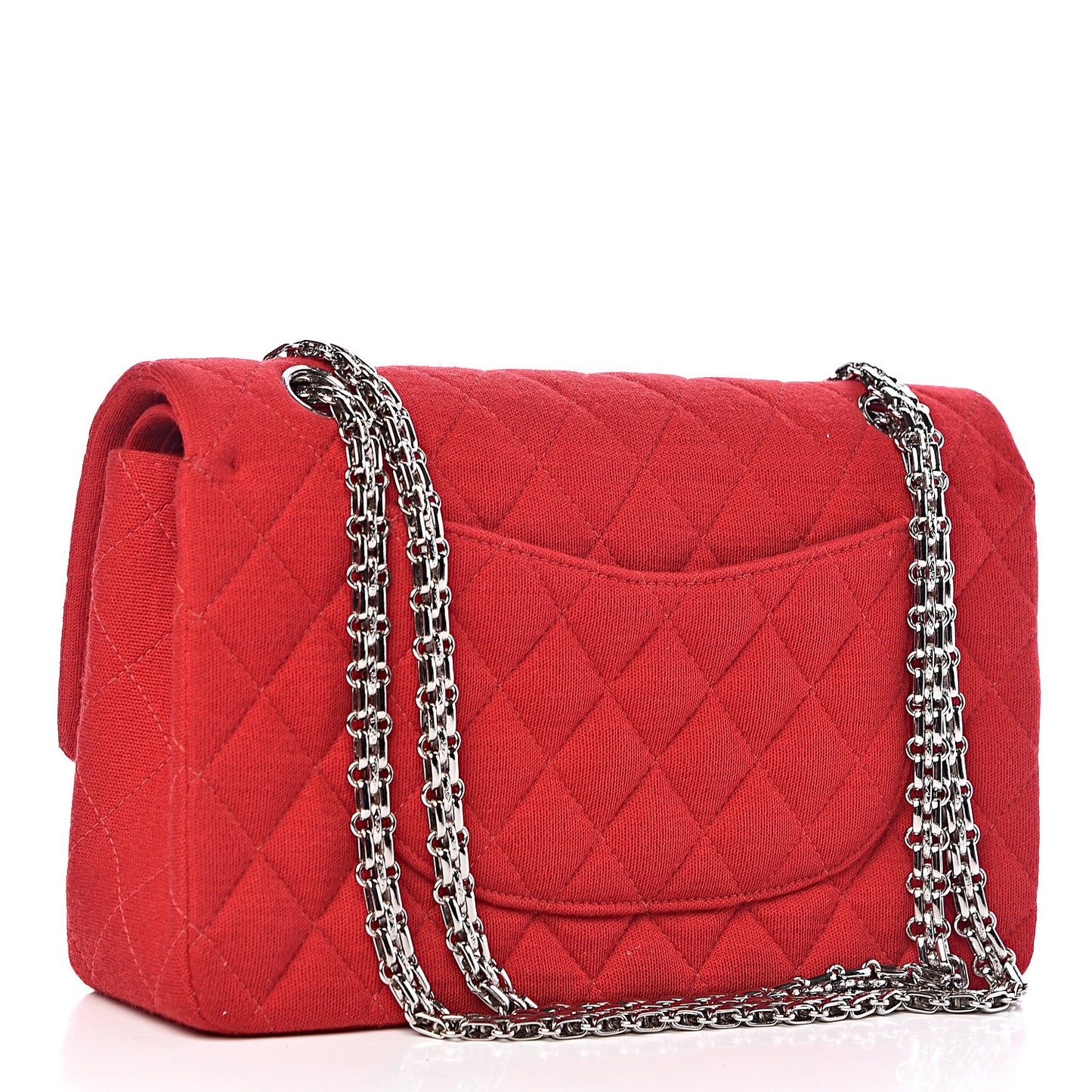 Jersey Quilted Medium Double Flap Bijoux Chain Red
