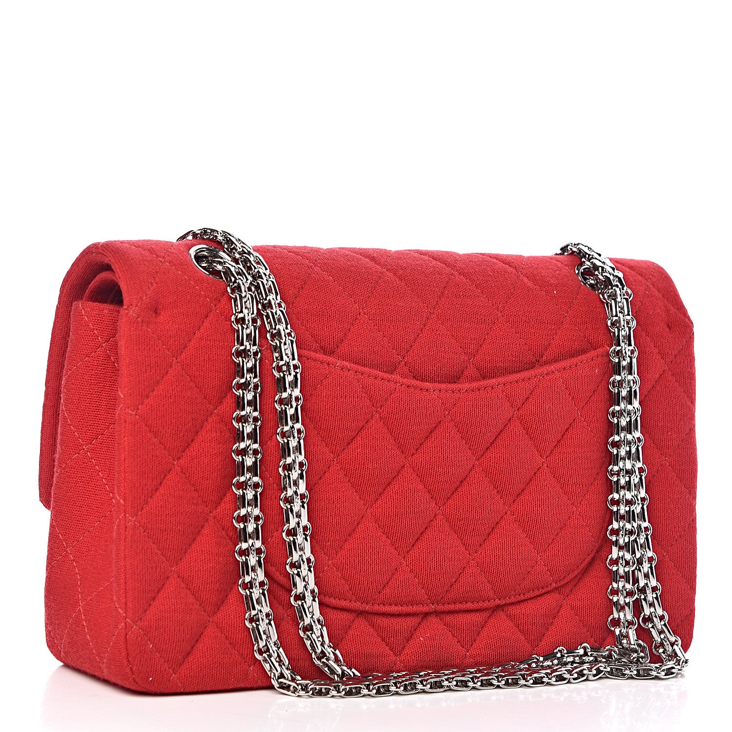 Chanel Jersey Quilted Medium Double Flap Bijoux Chain Red 3 of 10