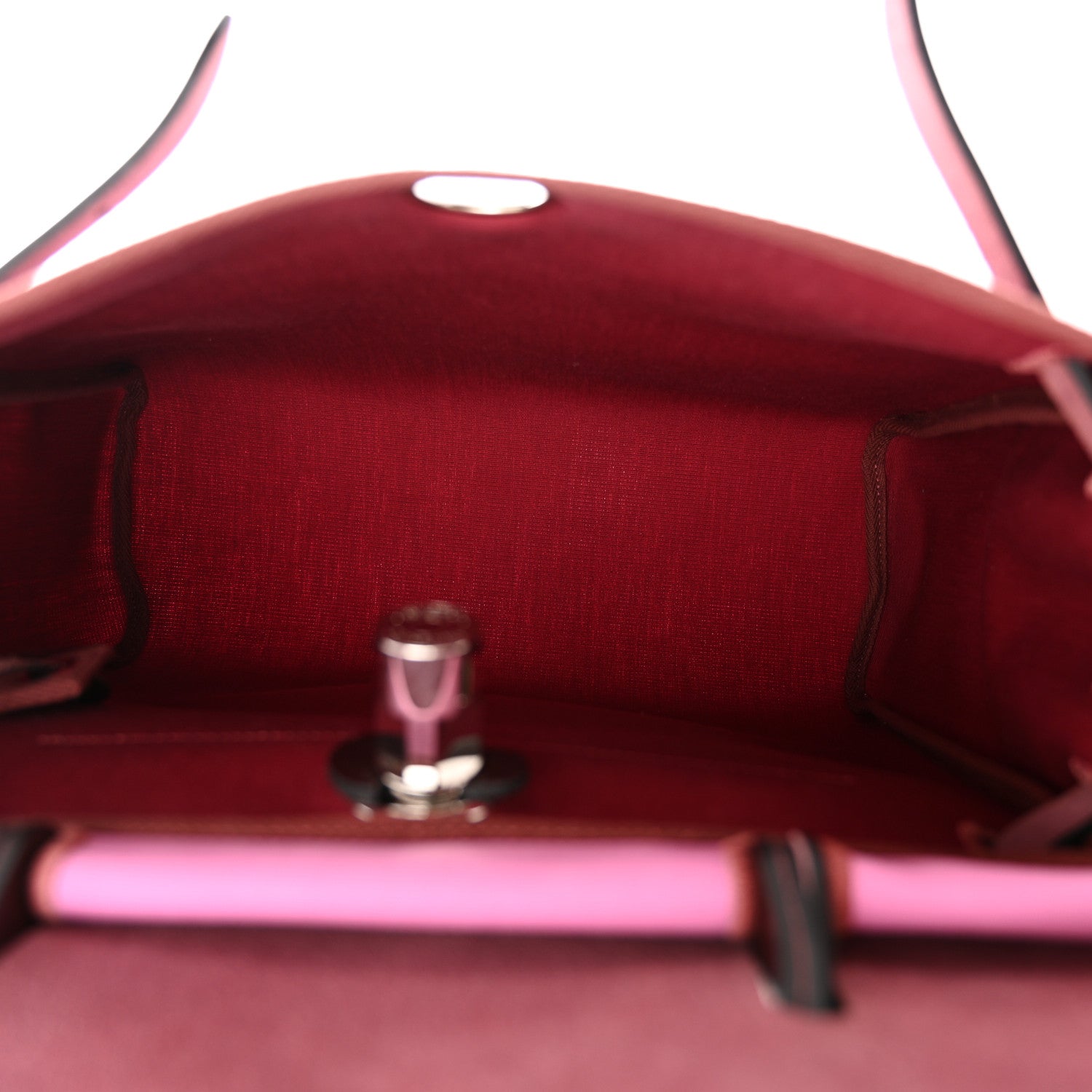 Hermes Toile Officier Vache Hunter Verso Herbag Zip Retourne PM 31 Bubblegum Rubis Rouge Sellier 8 of 12