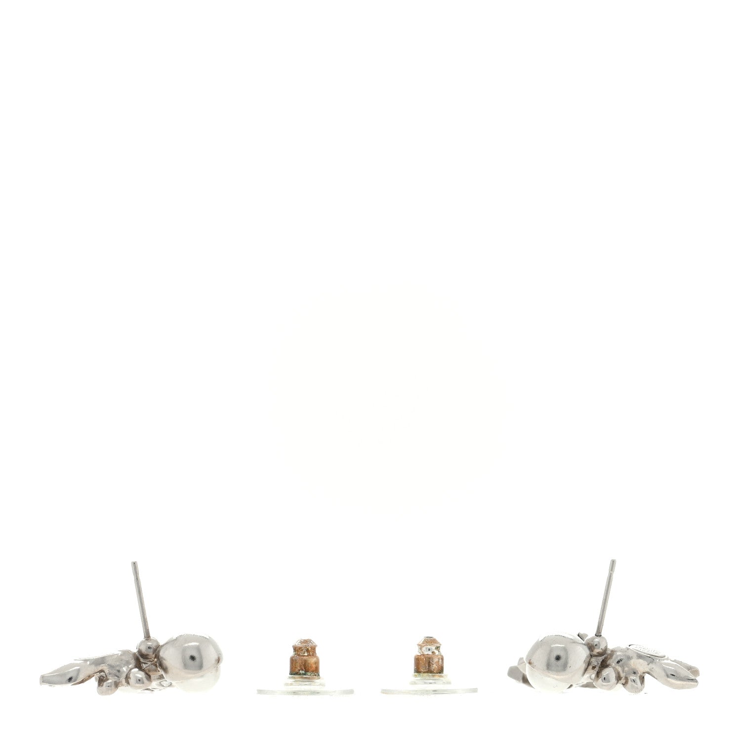 Chanel Crystal Pearl CC Leaf Earrings Silver 3 of 4