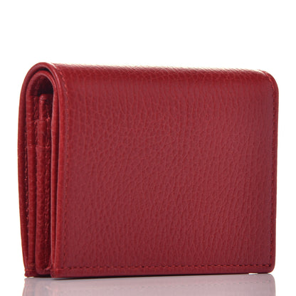 Gucci Pebbled Calfskin GG Marmont Card Case Hibiscus Red 3 of 7