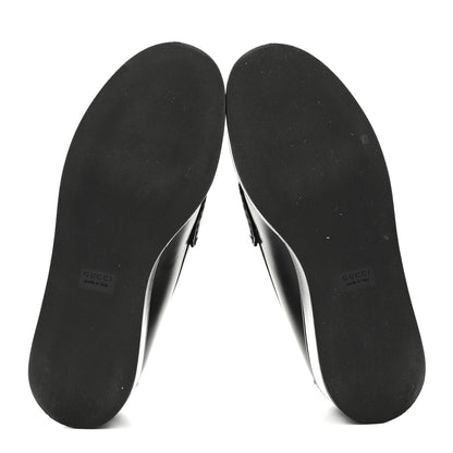 Gucci Kama Calfskin Horsebit Womens Wedge Platform Loafers 39 Black 6 of 11