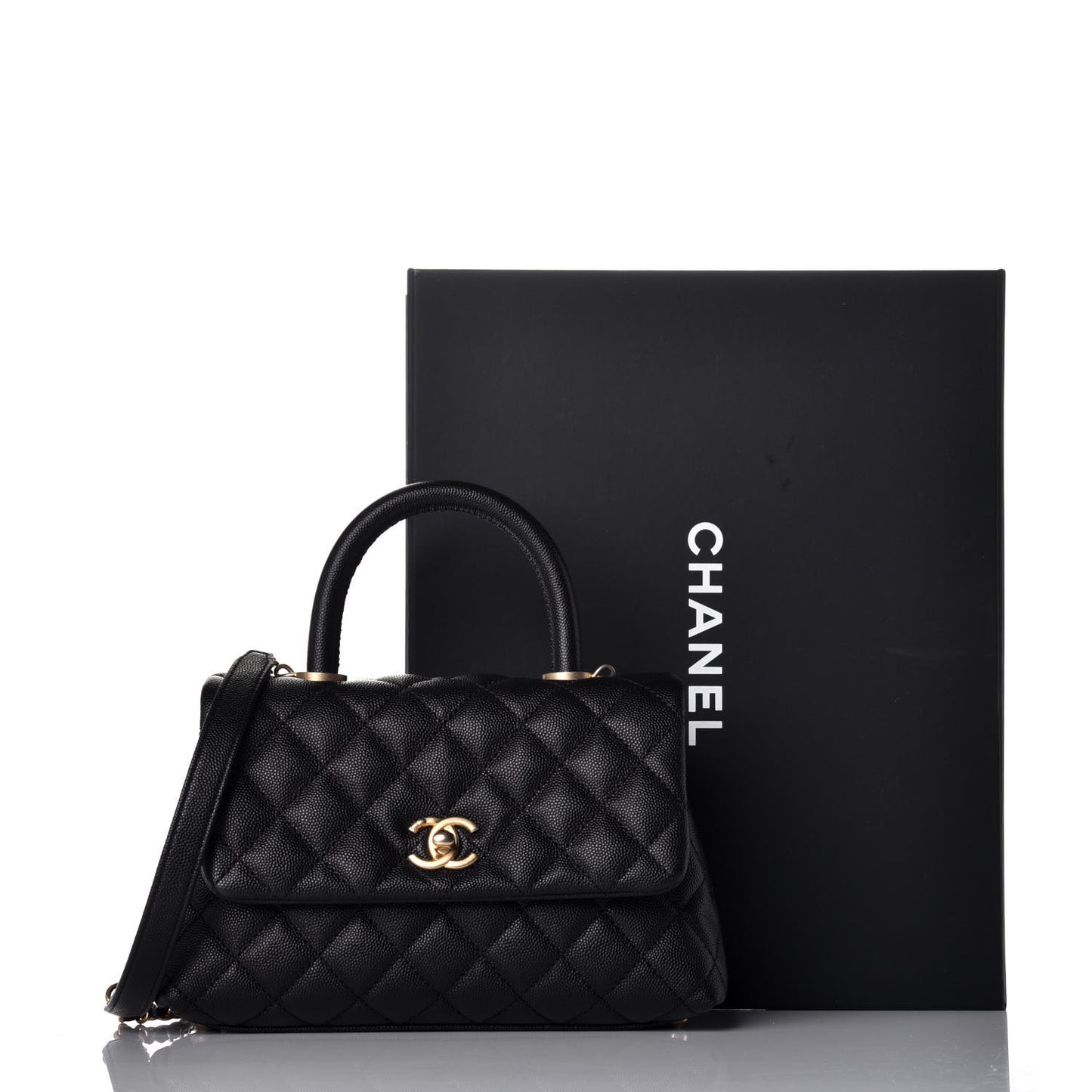 Caviar Quilted Mini Coco Handle Flap Black