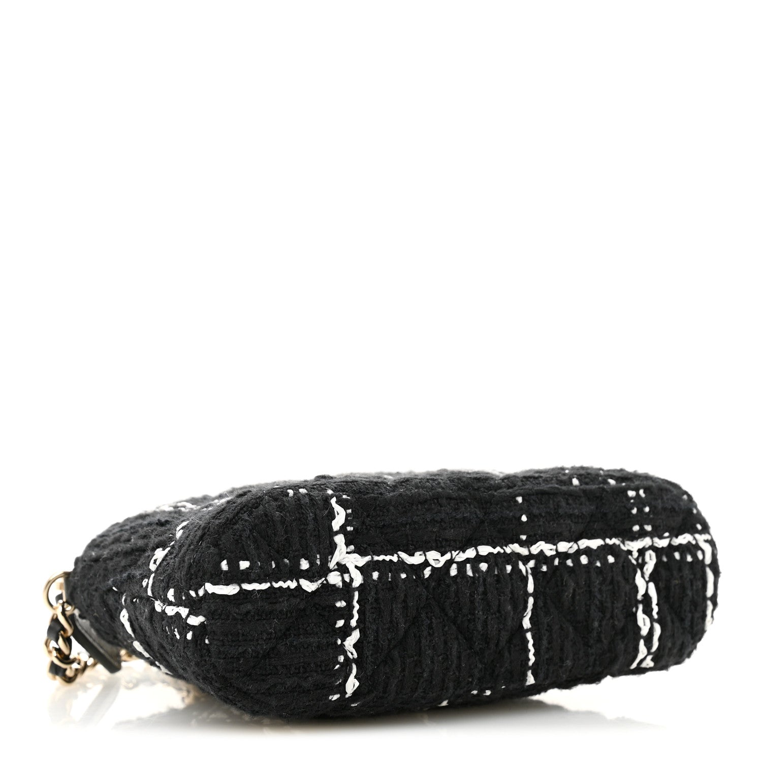 Chanel Tweed Quilted Mini Clutch With Chain  Black White 4 of 10