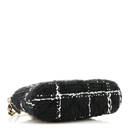 Chanel Tweed Quilted Mini Clutch With Chain  Black White 4 of 10