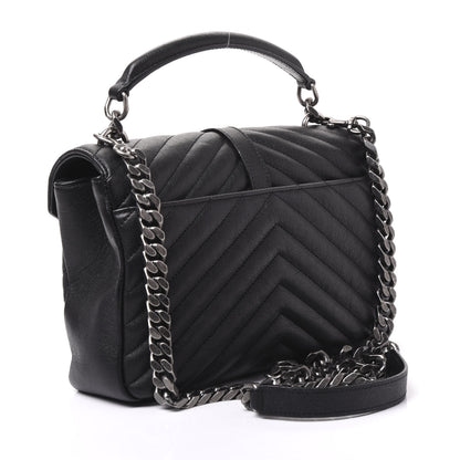 Saint Laurent Sheepskin Matelasse Chevron Monogram Medium College Bag Black 2 of 8