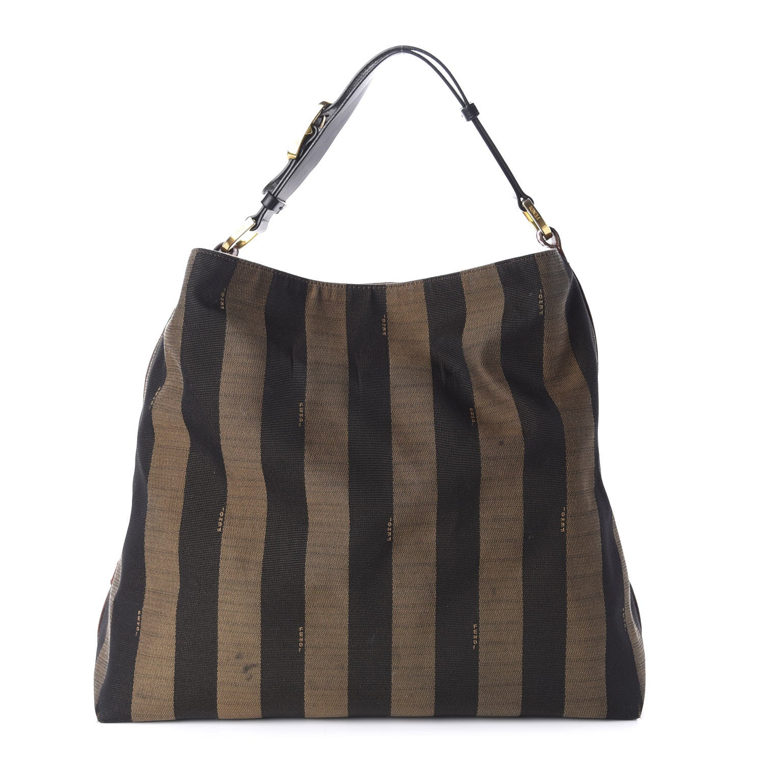 Fendi Pequin Cuoio Vegetale Large Hobo Tobacco Black Cuoio 1 of 15
