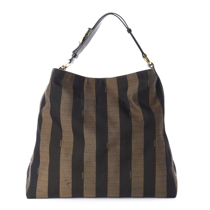 Fendi Pequin Cuoio Vegetale Large Hobo Tobacco Black Cuoio 1 of 15
