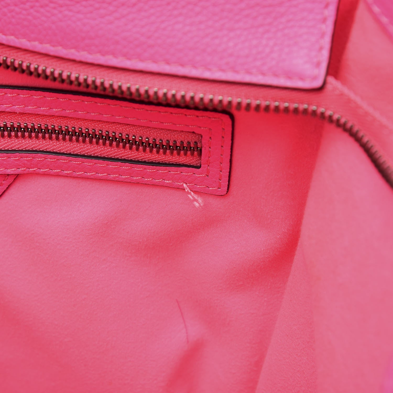 Celine Drummed Calfskin Mini Luggage Fluo Pink 15 of 16