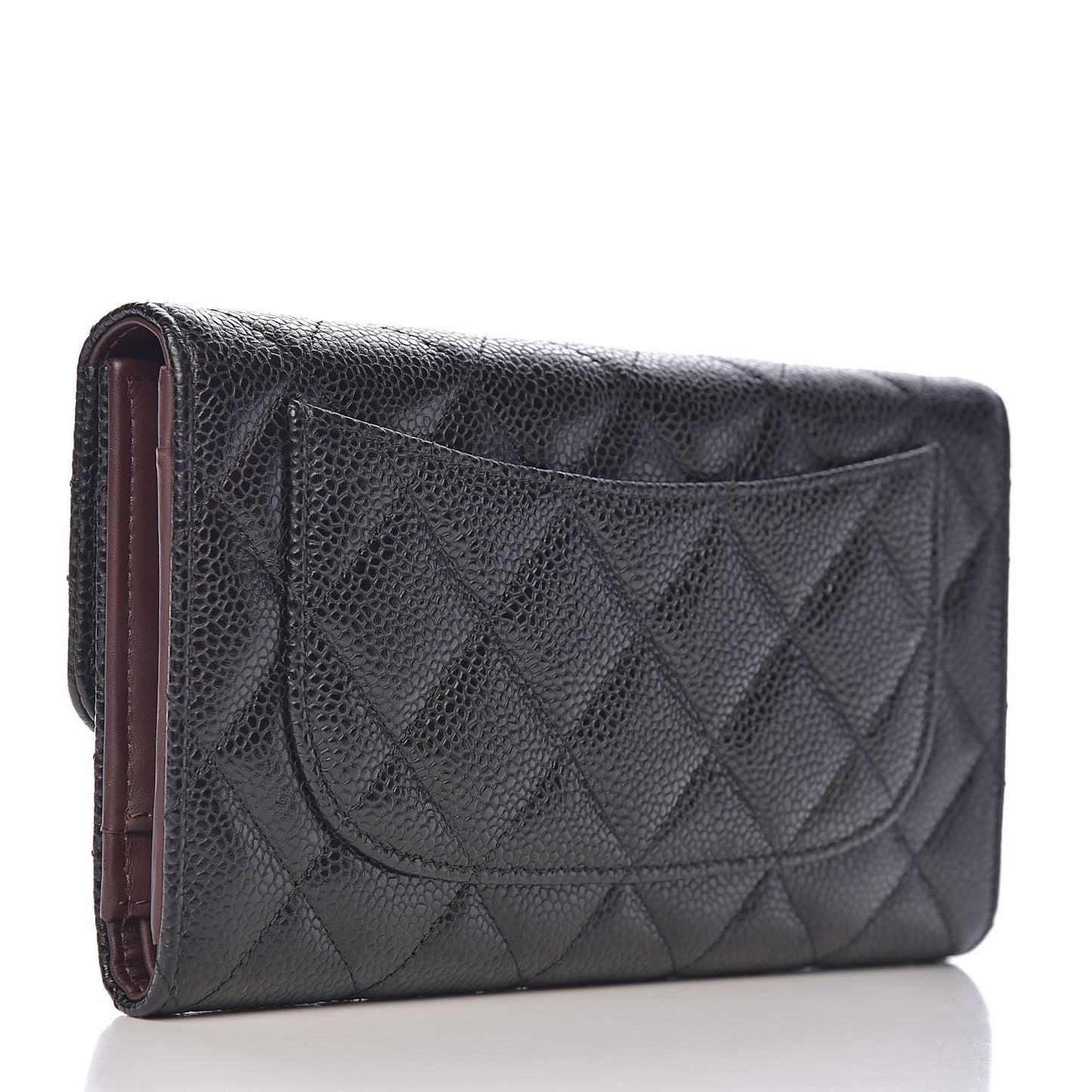 Caviar Quilted Large Flap Wallet Black