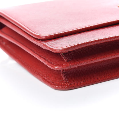 Prada Saffiano Metal Flap Wallet With Strap Fuoco 12 of 14