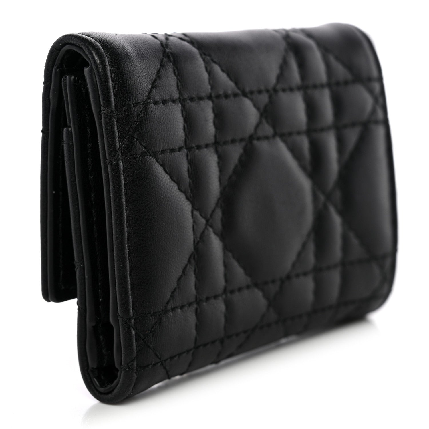 Christian Dior Lambskin Cannage My Dior Veronia Wallet Black 3 of 7