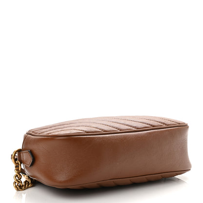 Gucci Glazed Calfskin Matelasse Diagonal Small GG Marmont Chain Shoulder Bag Cuir 4 of 13