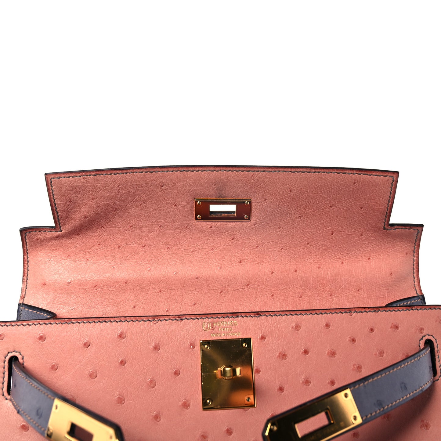 Ostrich Horseshoe Kelly Sellier 28 Terre Cuite Gris Agate