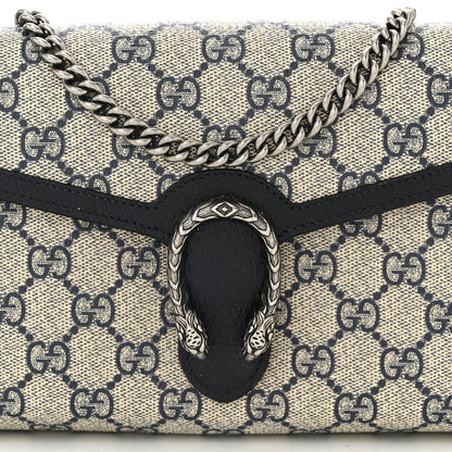 Gucci GG Supreme Monogram Textured Dollar Calfskin Mini Dionysus Chain Wallet Beige Blue 8 of 10