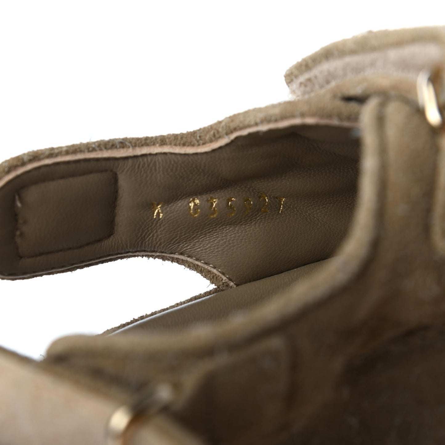 Suede Calfskin Velcro Dad Sandals 36 Beige