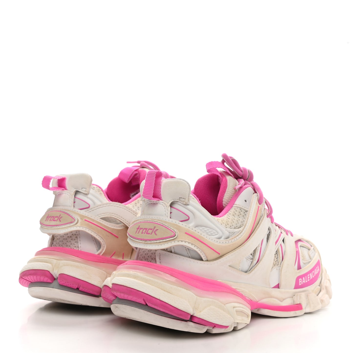 Mesh Rubber Bi-Color Womens Track Sneakers 38 Fluo Pink White