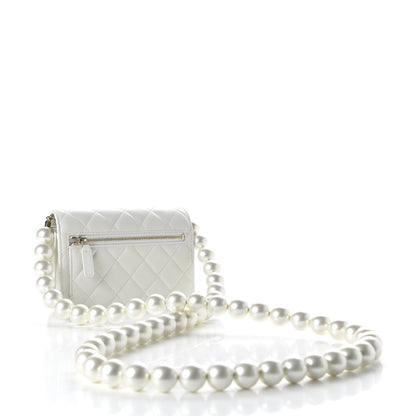 Chanel Calfskin Quilted Pearl Mini Wallet On Chain WOC White 3 of 11